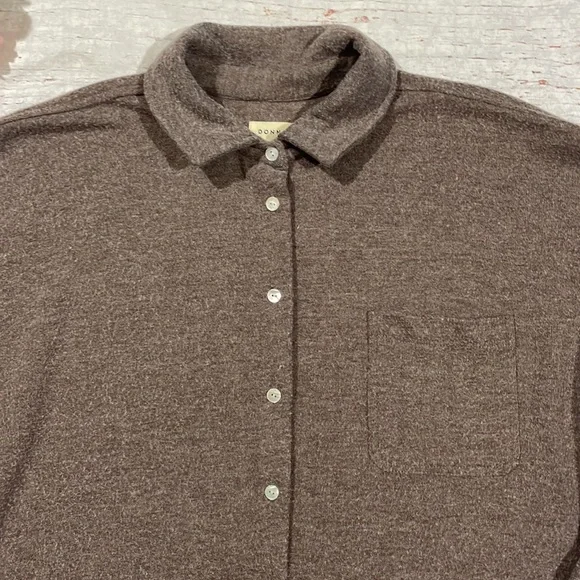 Donni Brushed Sweater Button Down Cho Brown Shirt Jacket Shacket - Picture 6 of 13